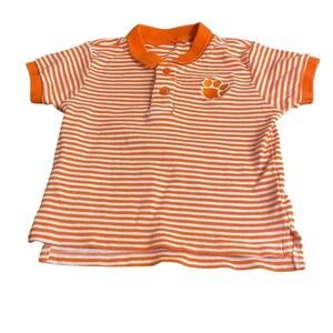 Boutique Clemson Tigers orange white striped short sleeve polo shirt SIZE 3T